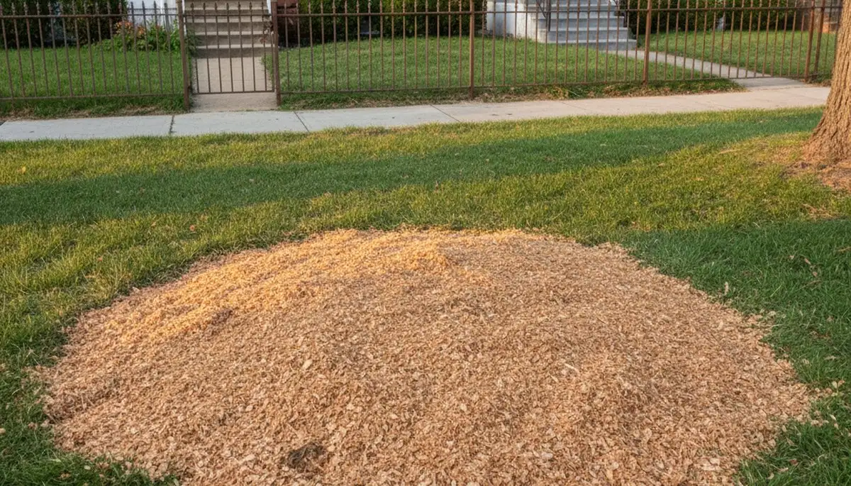 Finished stump grinding in Philadelphia, PA showing clean, level yard ready for new landscaping