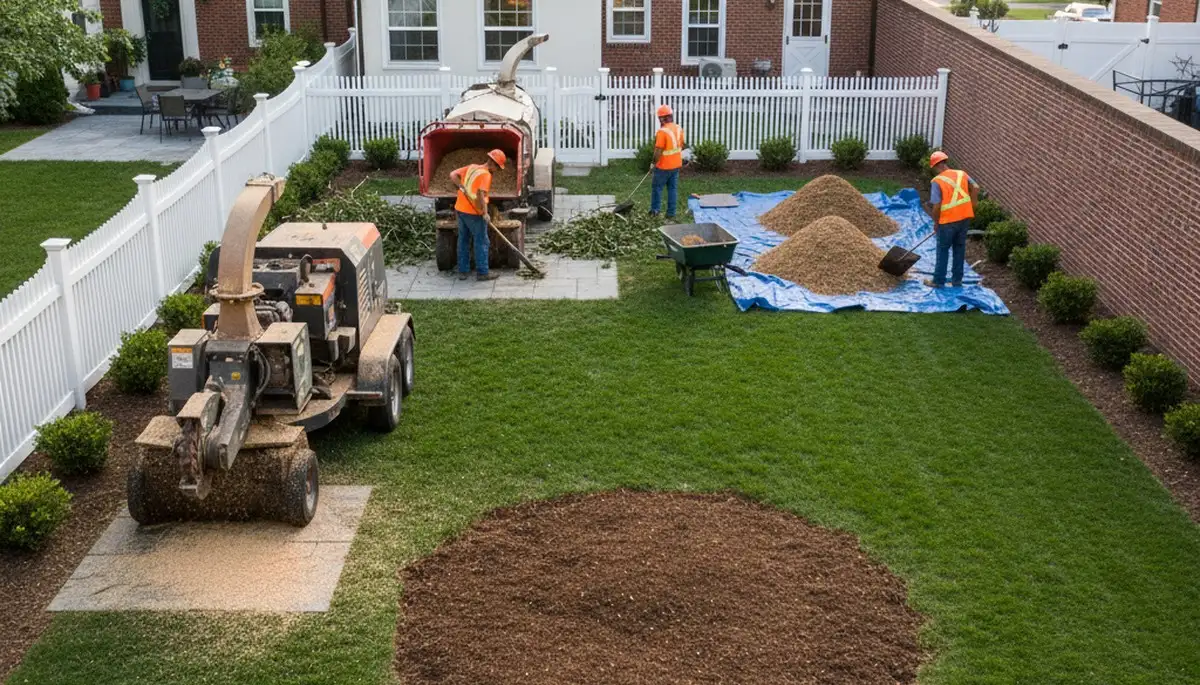 Clean Philadelphia yard after full tree removal and stump grinding by Chop Chop Tree professionals