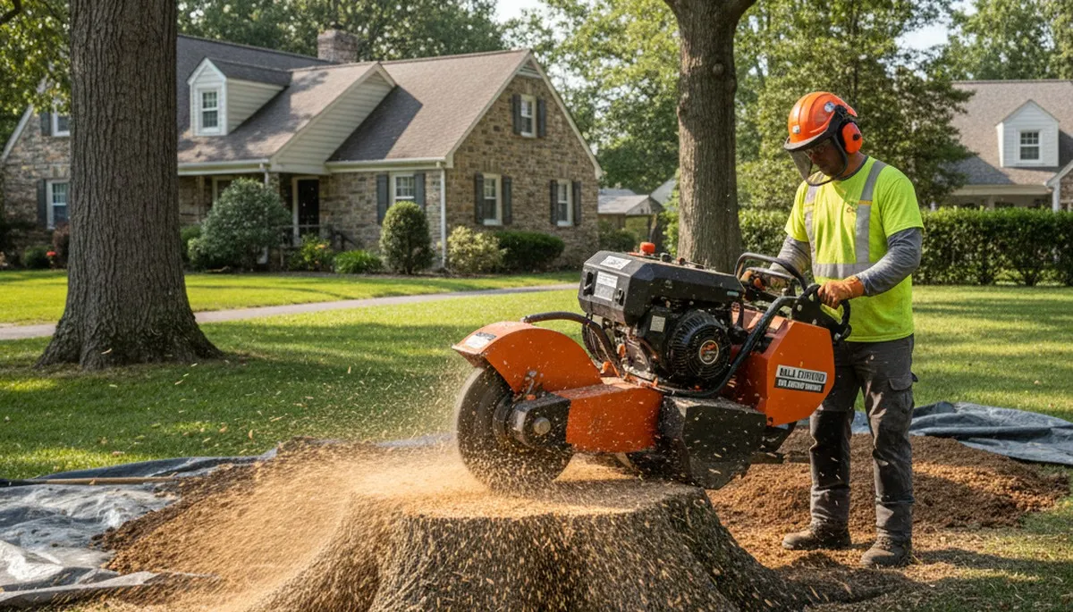 Professional stump grinding service removing tree stumps in Bala Cynwyd, Philadelphia, PA