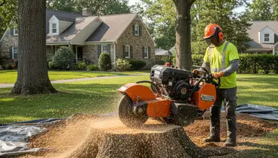 Professional stump grinding service removing tree stumps in Bala Cynwyd, Philadelphia, PA