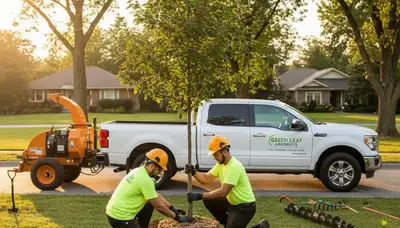 Arborists planting new trees in Philadelphia, PA yard for Chop Chop Tree professional tree services