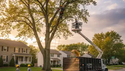 Professional tree removal service in Philadelphia PA safely cutting large oak branches