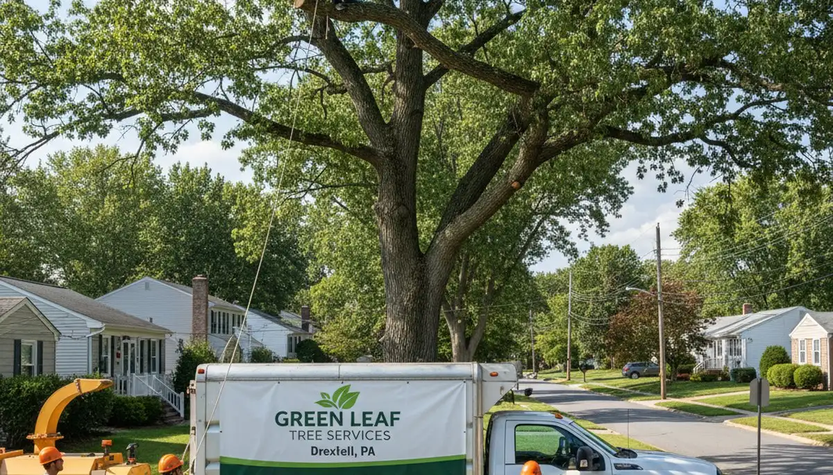 Professional tree removal service crew working safely in Philadelphia, PA