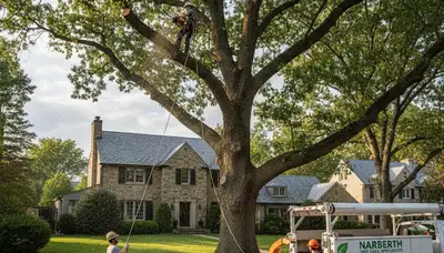 Professional tree removal service in Philadelphia PA safely cutting large tree branches