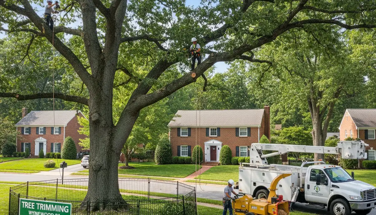 Professional tree removal service in Philadelphia PA safely cutting and clearing large dead trees